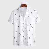 Camisa Manga Curta Estampada Feathers