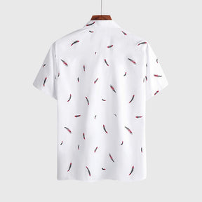 Camisa Manga Curta Estampada Feathers