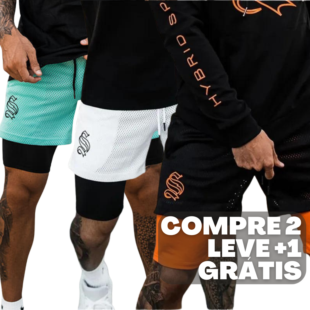 Compre 2 e Leve +1 Grátis - Shorts Dryfit Hybrid | 2 em 1 | Secagem Rápida | Respirável