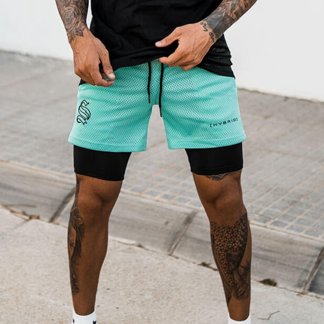 Shorts Dryfit Hybrid | 2 em 1 | Secagem Rápida | Respirável